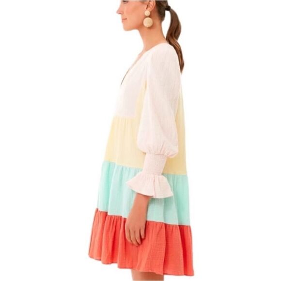 Pomander Place sorbet lightweight 100% cotton pastel ruffle dress medium… - Picture 2 of 8